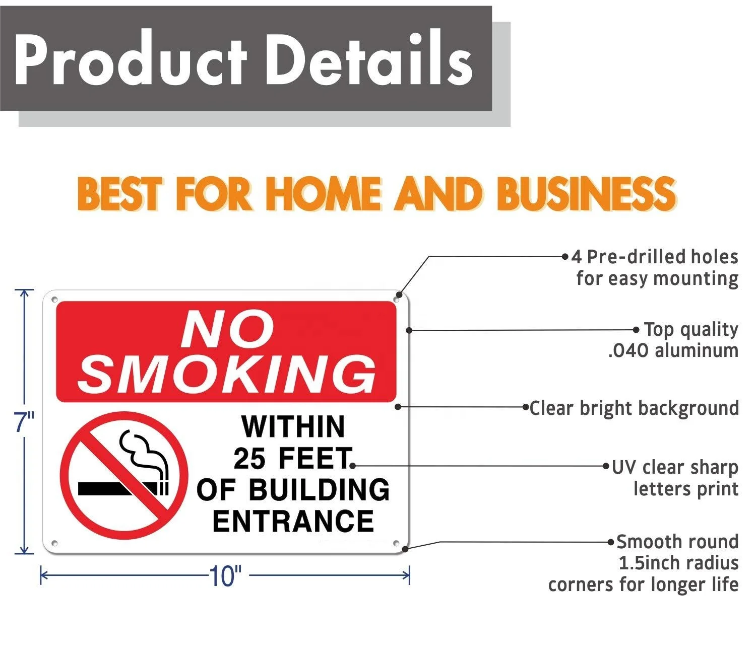 No Smoking Within 25 Feet Of Building Entrance Sign Rust Free Aluminum