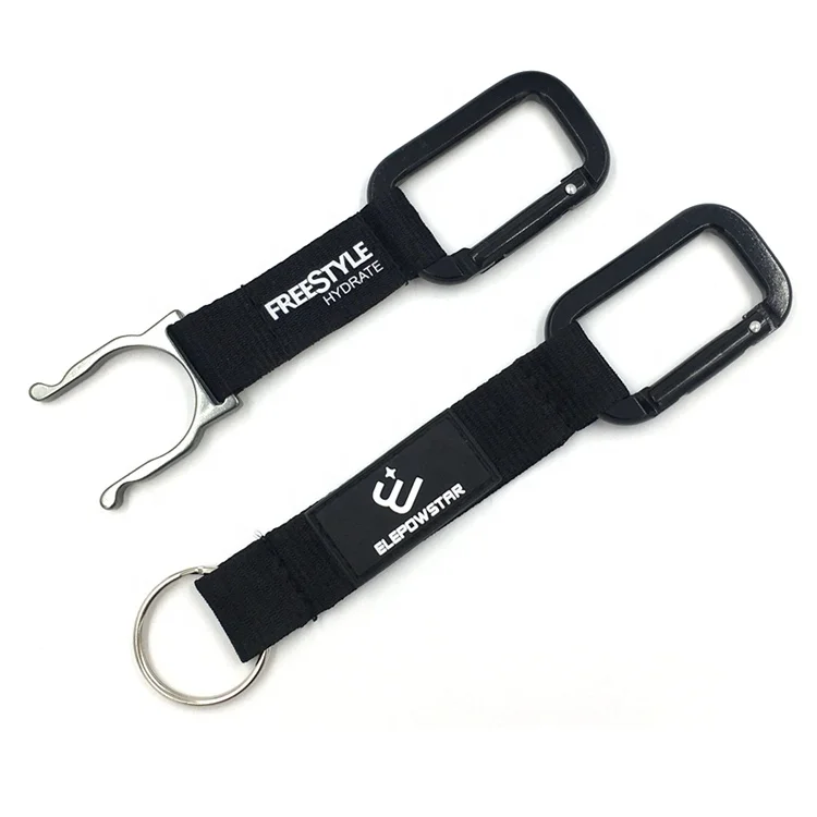 
Custom polyester bottle holder carabiner short wrist lanyard 