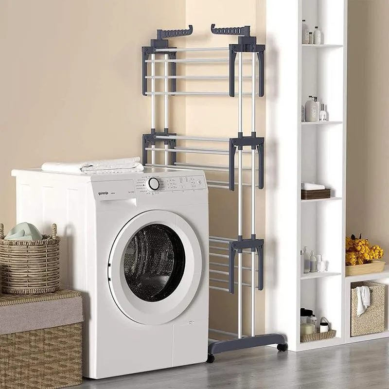 3 Tier Layers Movable Cloth Racks Space Saving Cloth Drying Rack ...