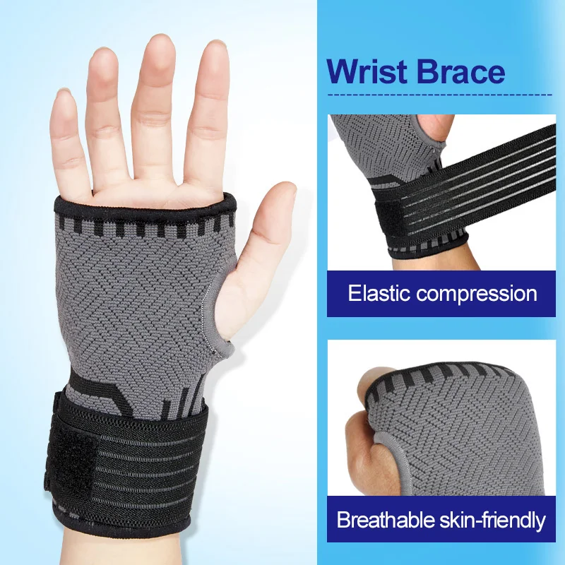 Best Knitted Elastic Strap Adjustable Wrist Compression Sleeve Palm ...