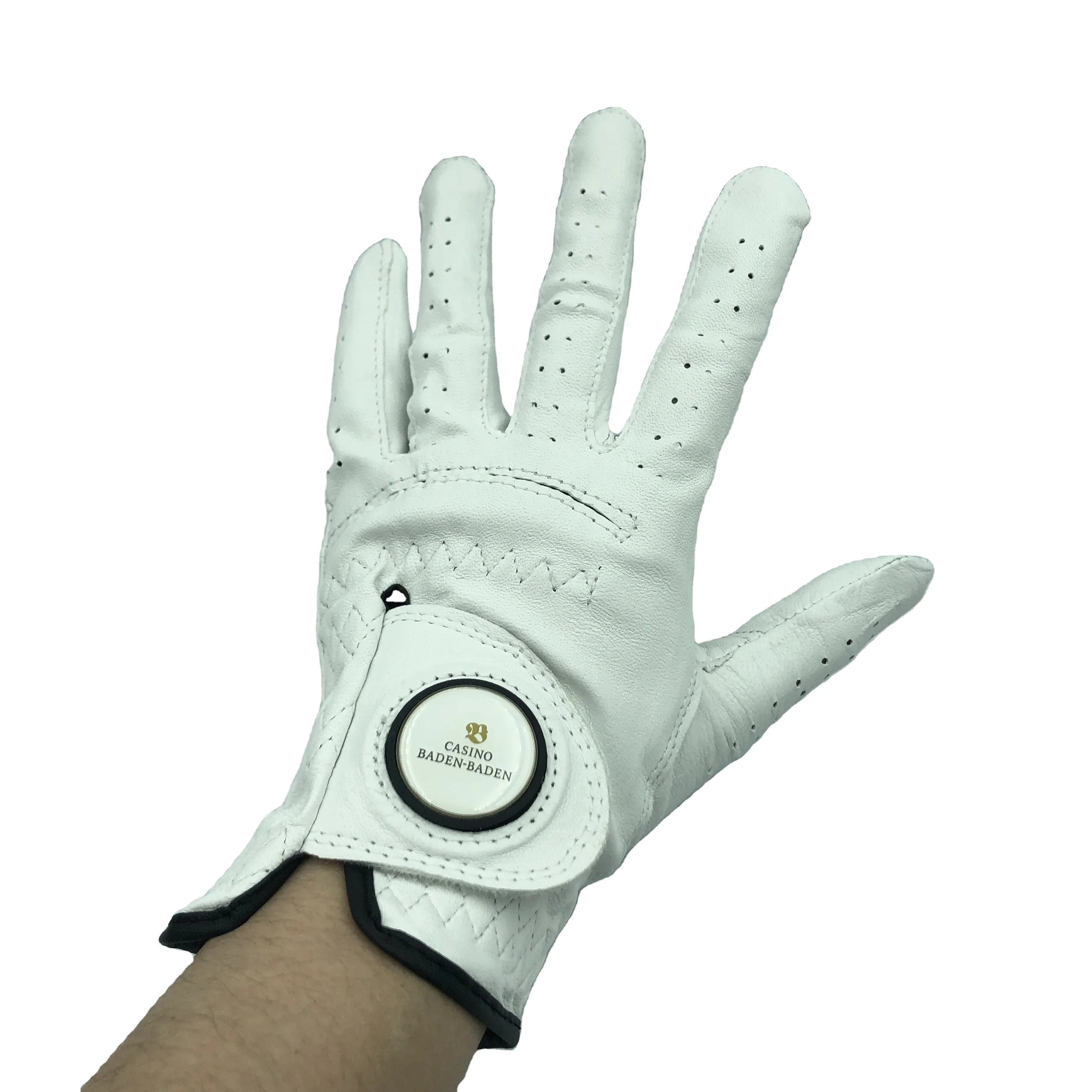 Wholesale Men's White Cabretta Golf Gloves With Ball Marker Buy Golf Gloves,Cabretta