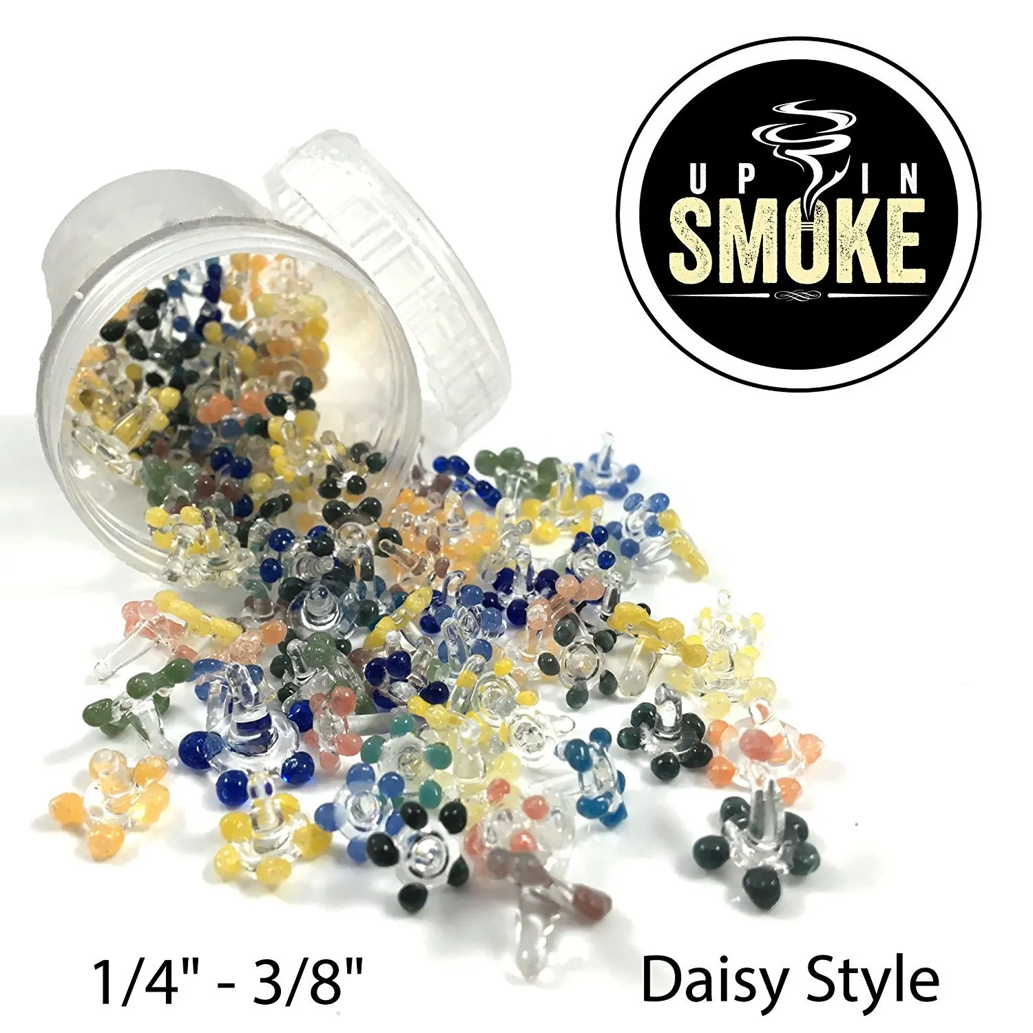 Premium Glass Daisy Pipe Screens (1/4" 3/8") With Small Container