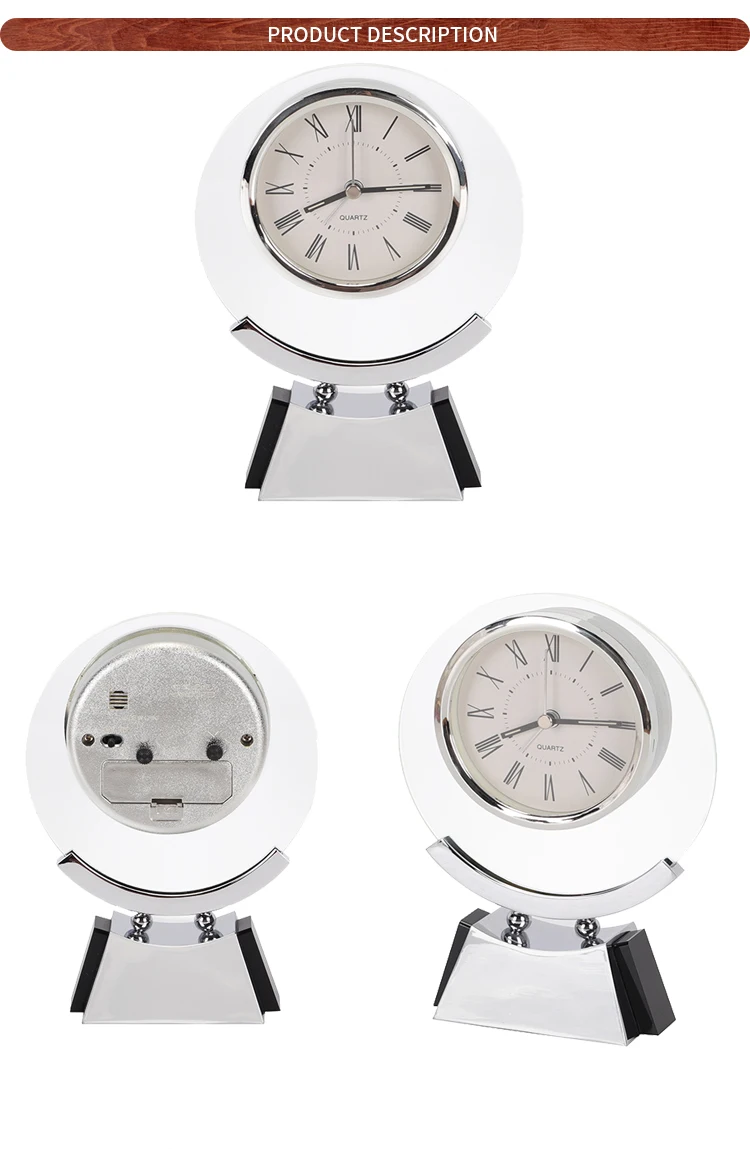 Modern Silver Metal Desk Clock for Promotional gift