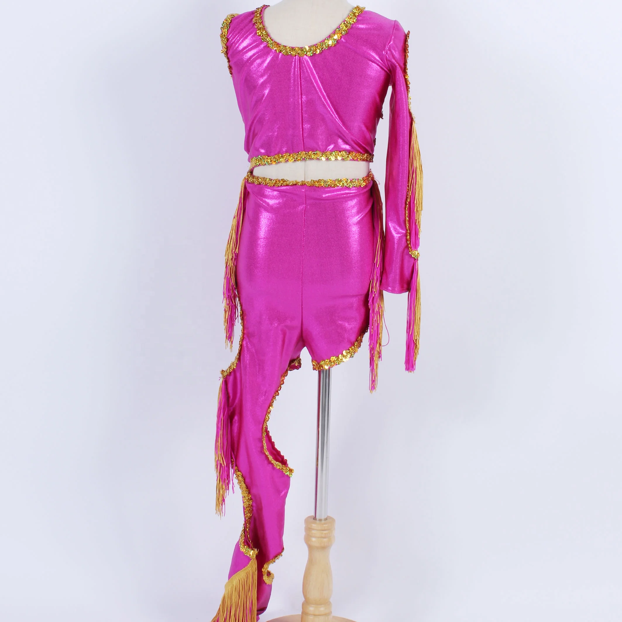 Hot Pink Shiny Foil Dance Leotard Adult Child Jazz Sequin Dance Costume