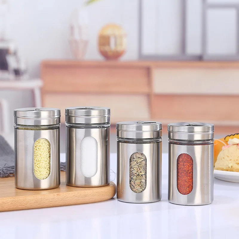 product wholesale stainless steel glass spice jar 80ml seasoning bottle jars set-1
