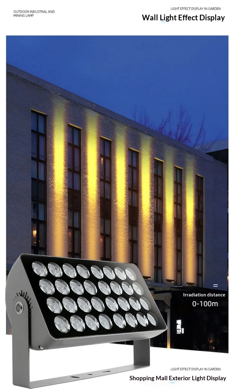 product led beam aluminum outdoor waterproof flood light 108w 200w dmx512 full color tree light for hotel exterior wall-16