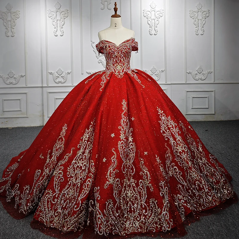 ball gown red quinceanera dresses Rachel Allan RQ5001 Long Quinceanera Ruffle Ball Gown