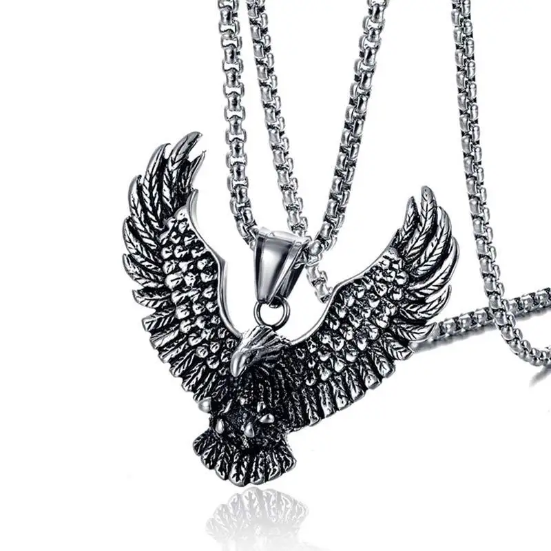 Stainless Steel Jewelry Eagle Pendant Necklace Eagle Spread Wing