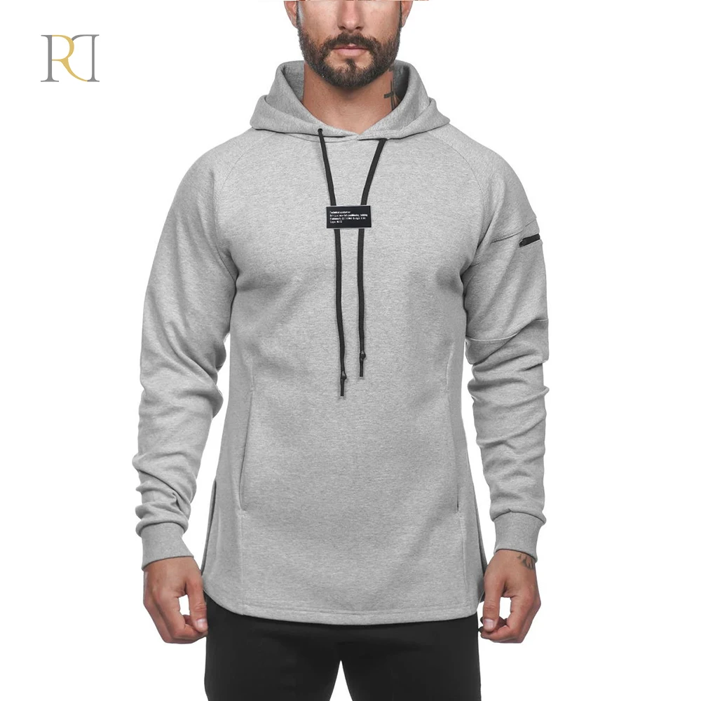 Blank fashion high quality gym slim fit fitted hoodies for men