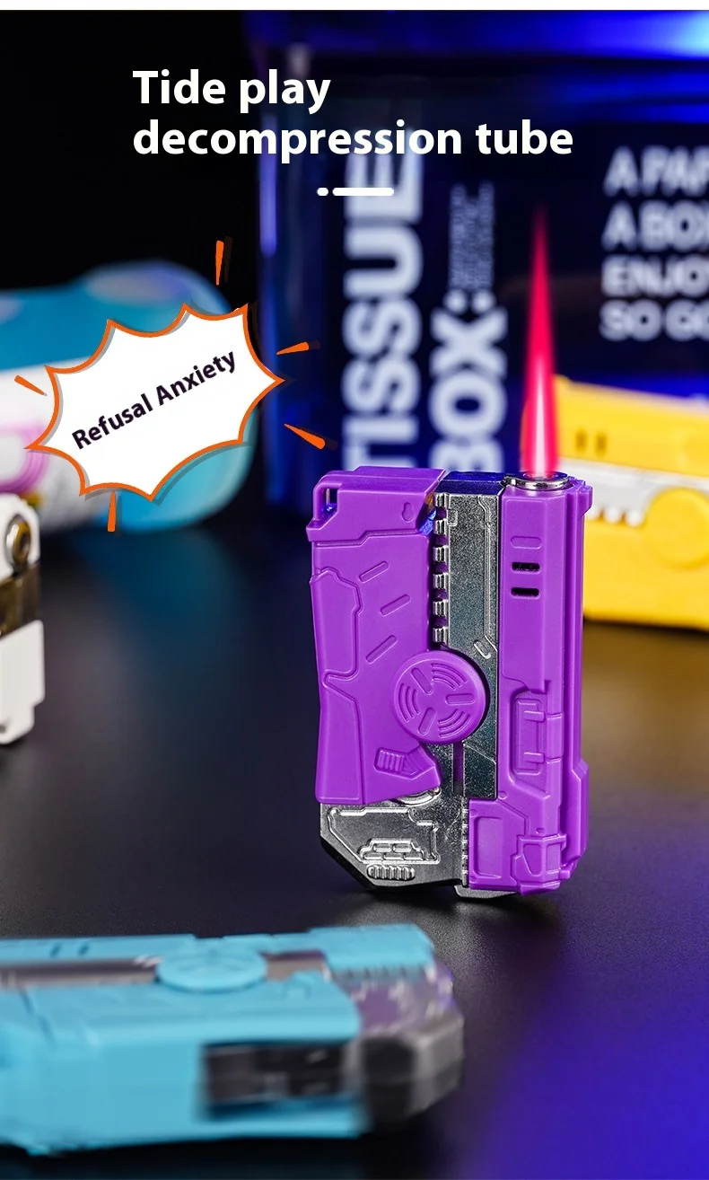 2-in-1 Modern & Classic Folding Rotary Decompression Lighter New Deformation Cyber Celebrity Gift Plastic Material for Smoke