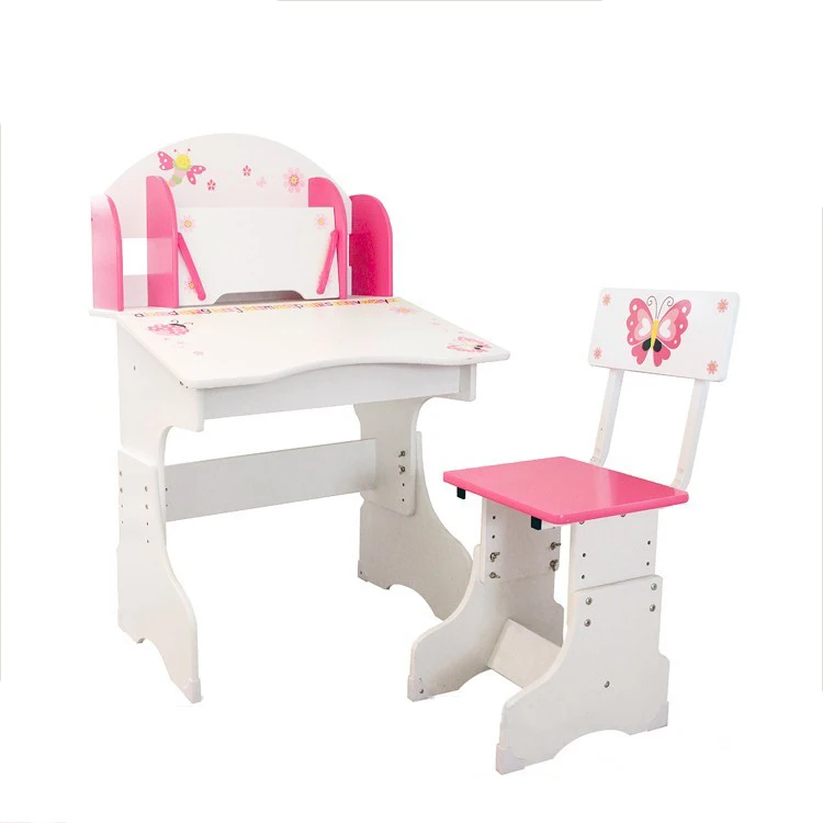 Preschool Cheap Kindergarten Children Furniture High Quality Adjustable Study Table and Chair Set with blackboard