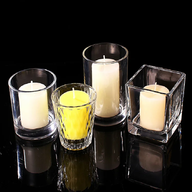 Clear Tall Custom Glass Candle Holder Crystal Candle Jar Glass Candle