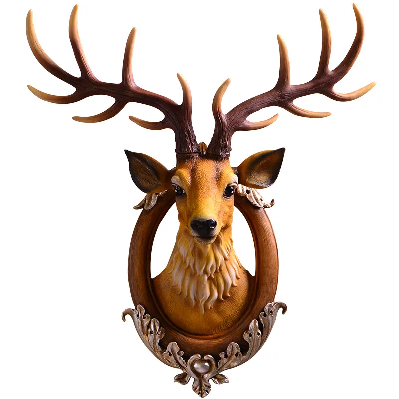 4 3D Modelo Ciervos Animales Escultura de Cabeza de Fauna Colgant de Pared Decoración Madera