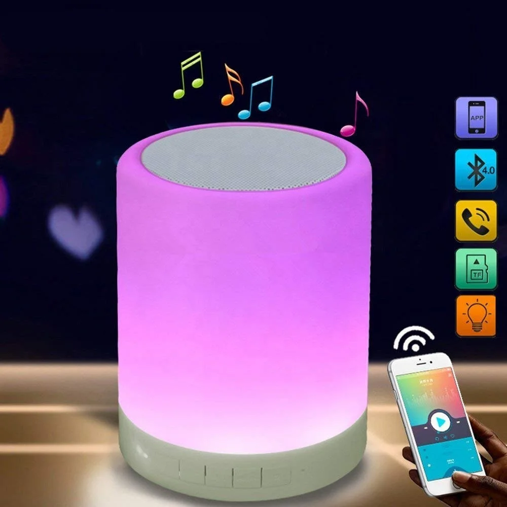 Night Wireless Bluetooth Mini Speaker Touch Lamp Portable Wireless ...