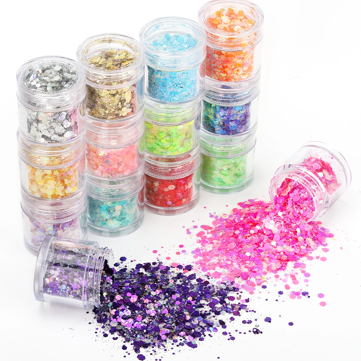 Neon Glow In The Dark Mixed Phosphor Powder Sequins Nail Glitter Powder ...