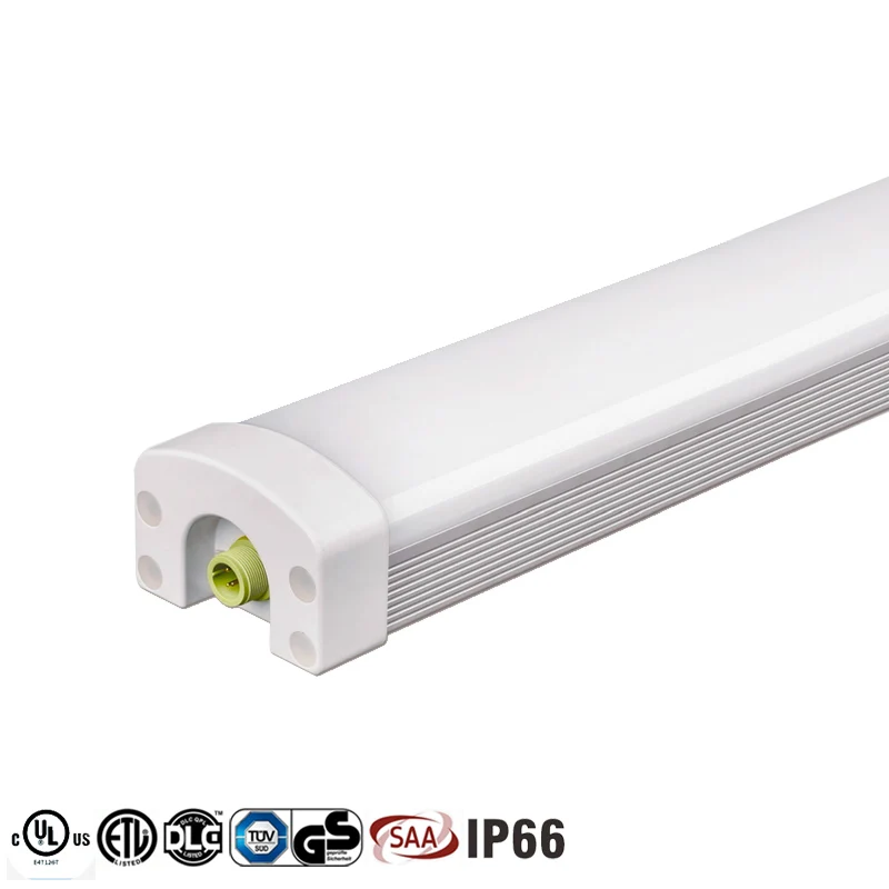 ETL DLC IP66 1ft 20W 4ft 60W Garage Parking Lots water proof Vapor Batten Lighting LED Triproof Tube Light With Motion Sensor