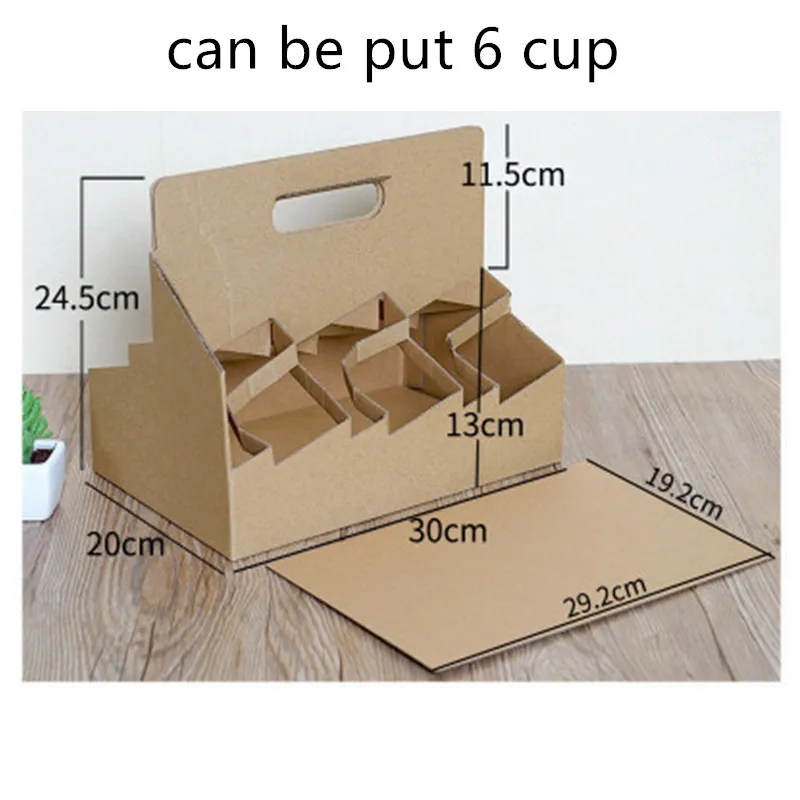 el soporte de vaso del papel de Kraft caja de empaquetado para llevar del té de la leche del café de 2/4/6 taza espesó la bandeja plástica de papel de la bebida de la taza