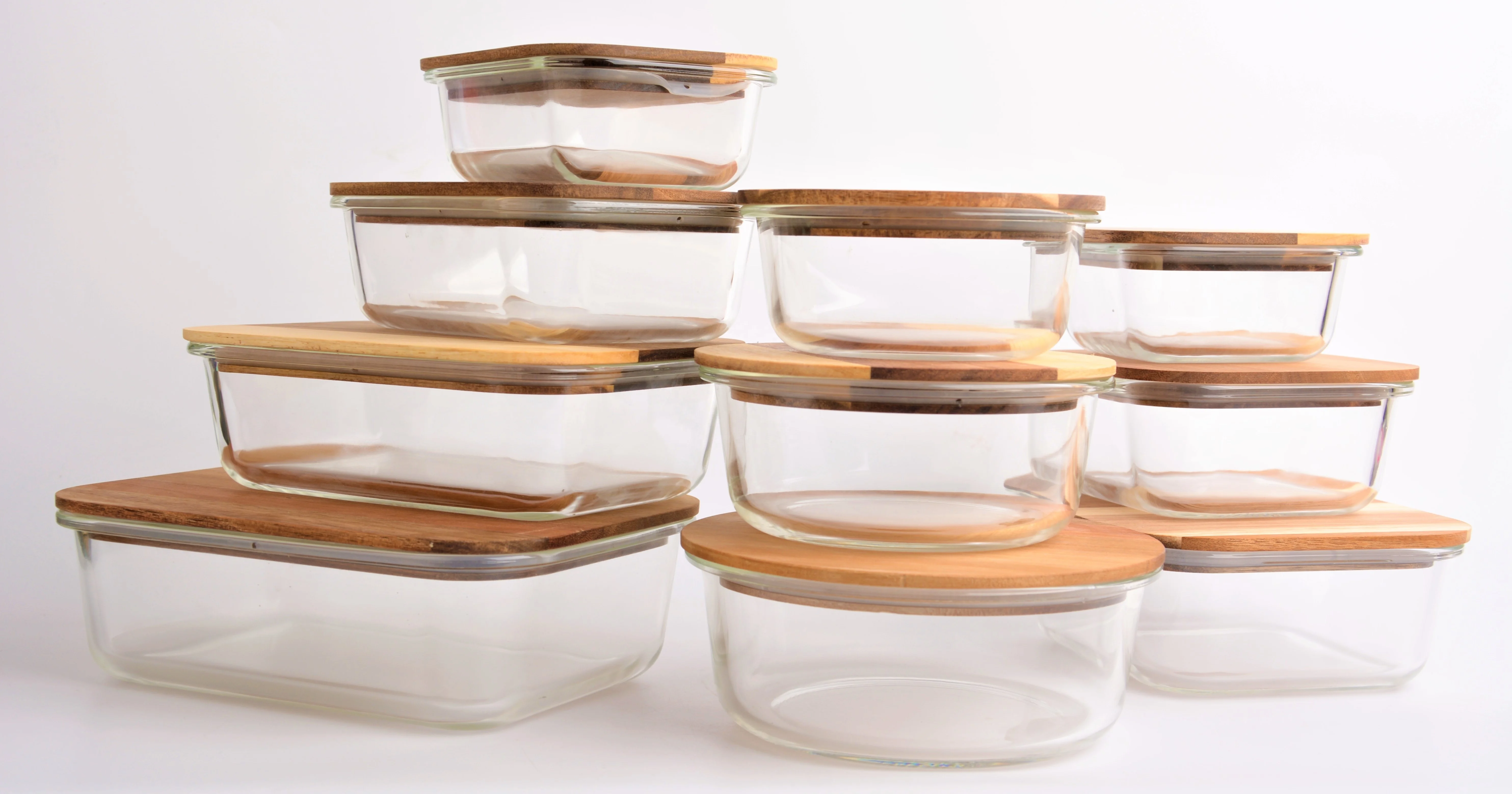 Ecofriendly Food Meal Prep Containers With Acacia Wood Flip Lid Wooden