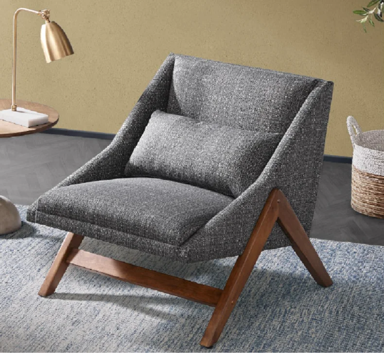 Solid Wood Fabric Leisure Chair Back Cloth Art Single Creative Sofa Chair
