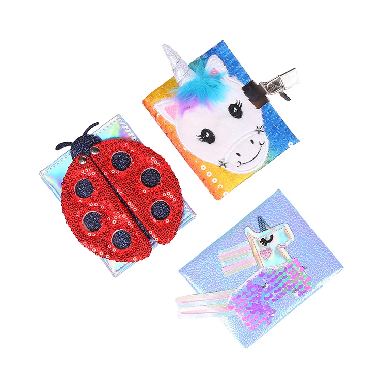 Kids popular cute animal a5 plush cover diary notebook sequin decor fluffy notebook
