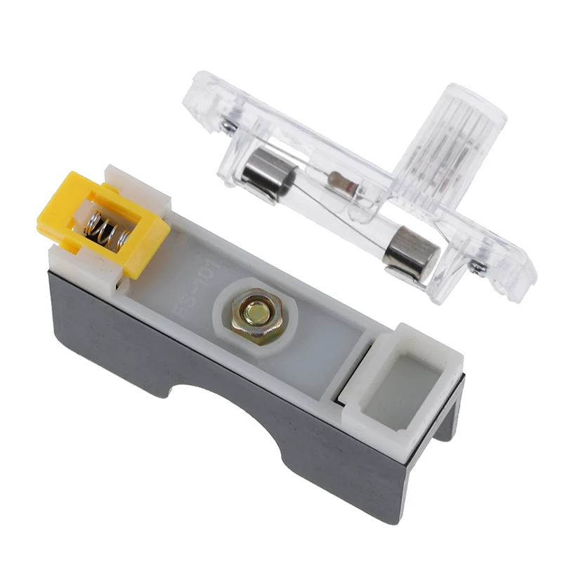 FS101 10A 6*30mm Fuse Socket With Indicator Light DIN RAIL Mounted Fuse New