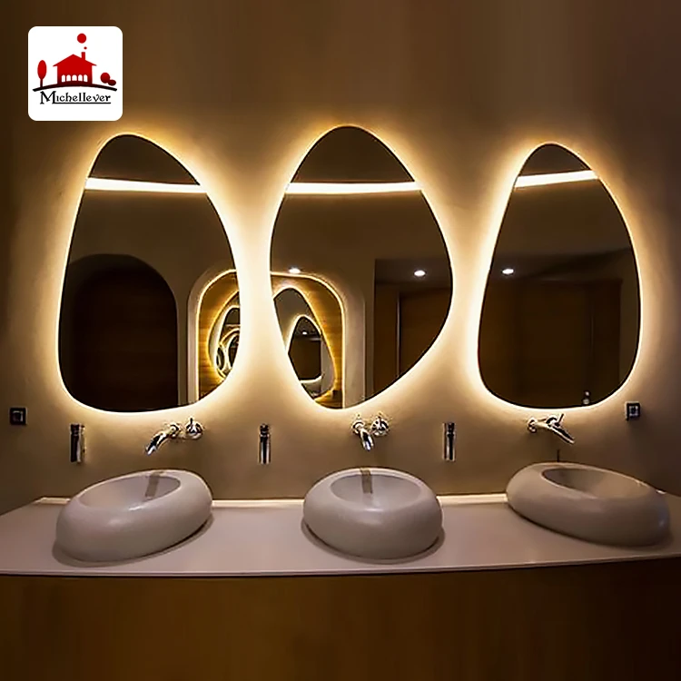 Irregular Shaped Sri Lanka Luxury Bathroom Decor Mirror Hotel Home Center Led Bathroom Smart