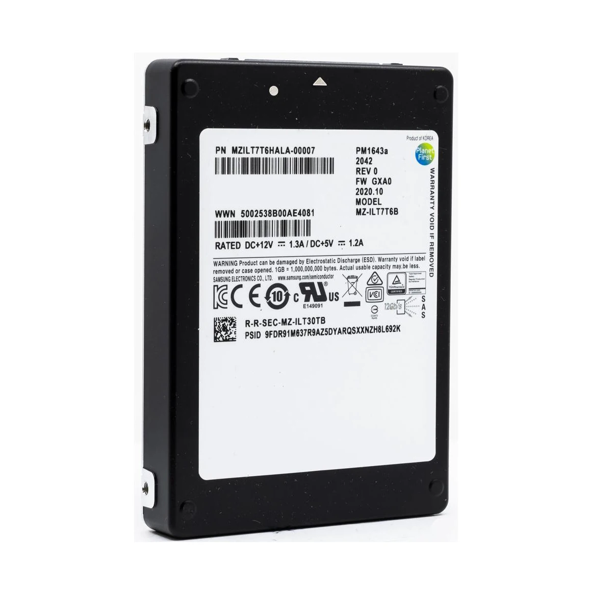 Ssd 7 тб. Samsung pm1643a 7.68TB mzilt7t6hala-00007.