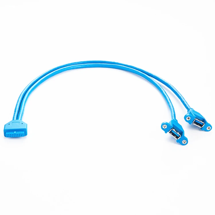 USB 3.0 IDC Cable USB 3.0 IDC 20P Female to 2 USB 3.0 A female Motherboard Adapter Extension Cable manufacture