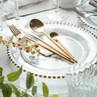 2020 Cheap Price Elegant Wedding Glass Charger Plates Wholesale Dining Serving Dishes Outdoor Party Under Plate with Gold Rim