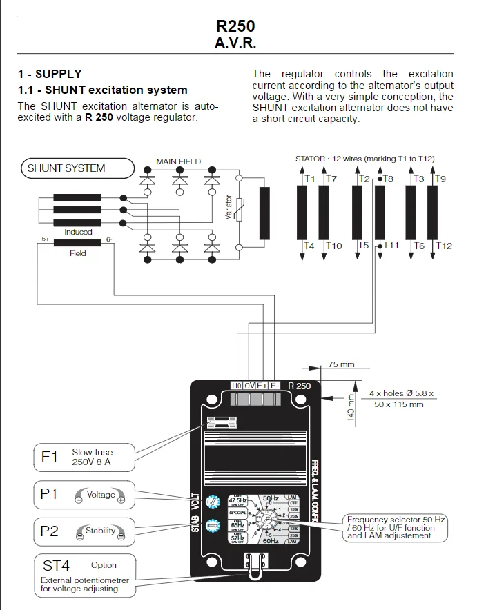 High Quality 20-100kw Generator Avr R250 Circuit Diagram Automatic ...