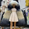 Wholesale winter women fur fox lining cap black Parker coat