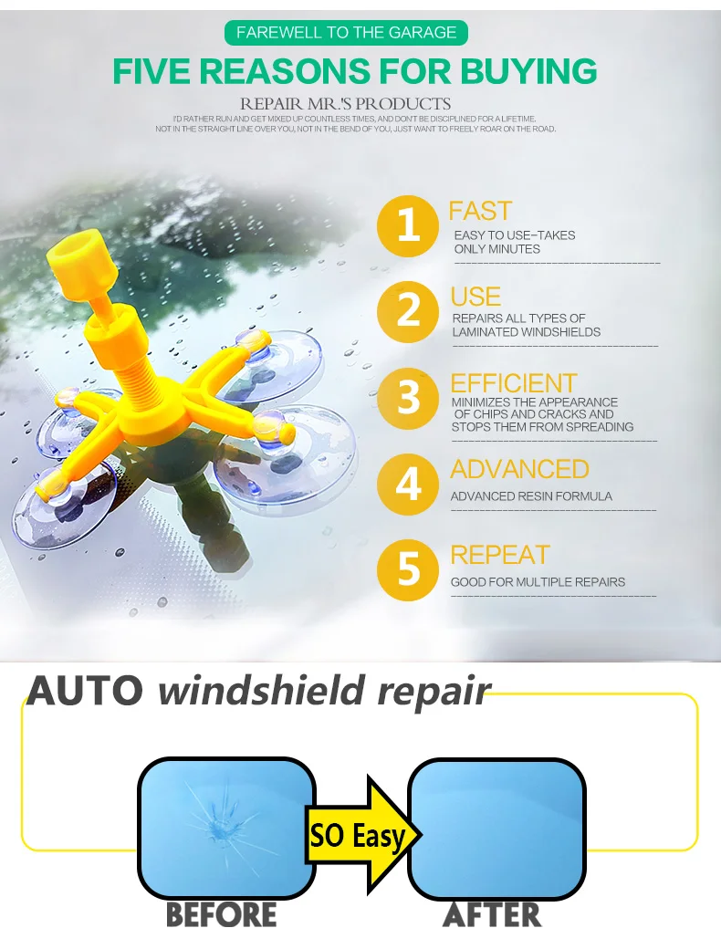 auto car wind glass windscreen windshield dent repair tool kit car glass repair professional tool set