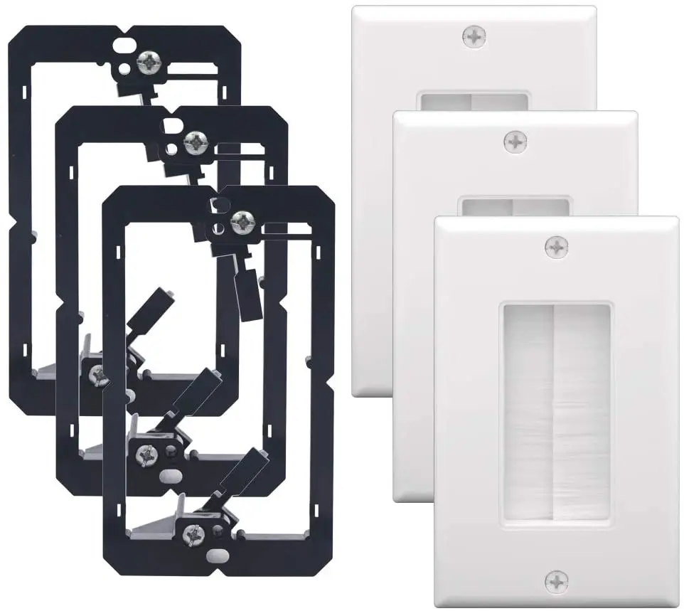 Brush Wall Plate With Single Gang Mounting Bracket Cable Pass Through