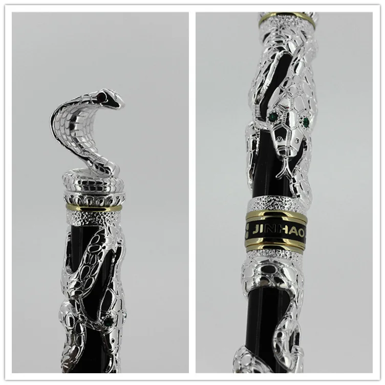 Collection design 3D snake pen luxury metal heavy pen Jinhao calligraphy medium-fine iridium snake fountain pen for souvenir