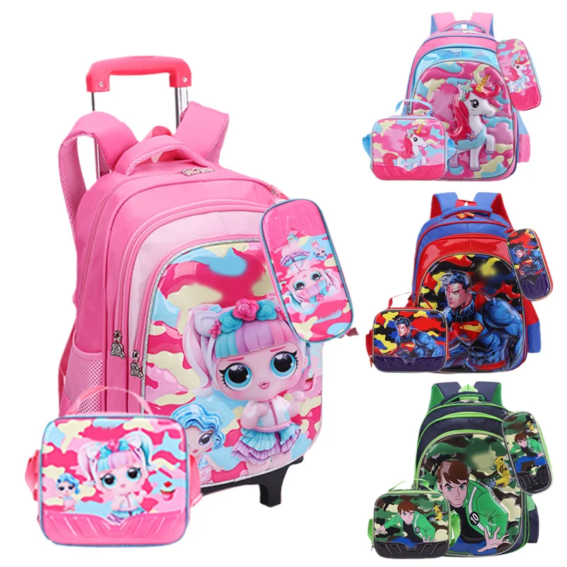 Romar Wholesale Custom New Kids Wheel School Bags 3 in 1 Set Student Children School Kids Luggage Sets trolley school bag