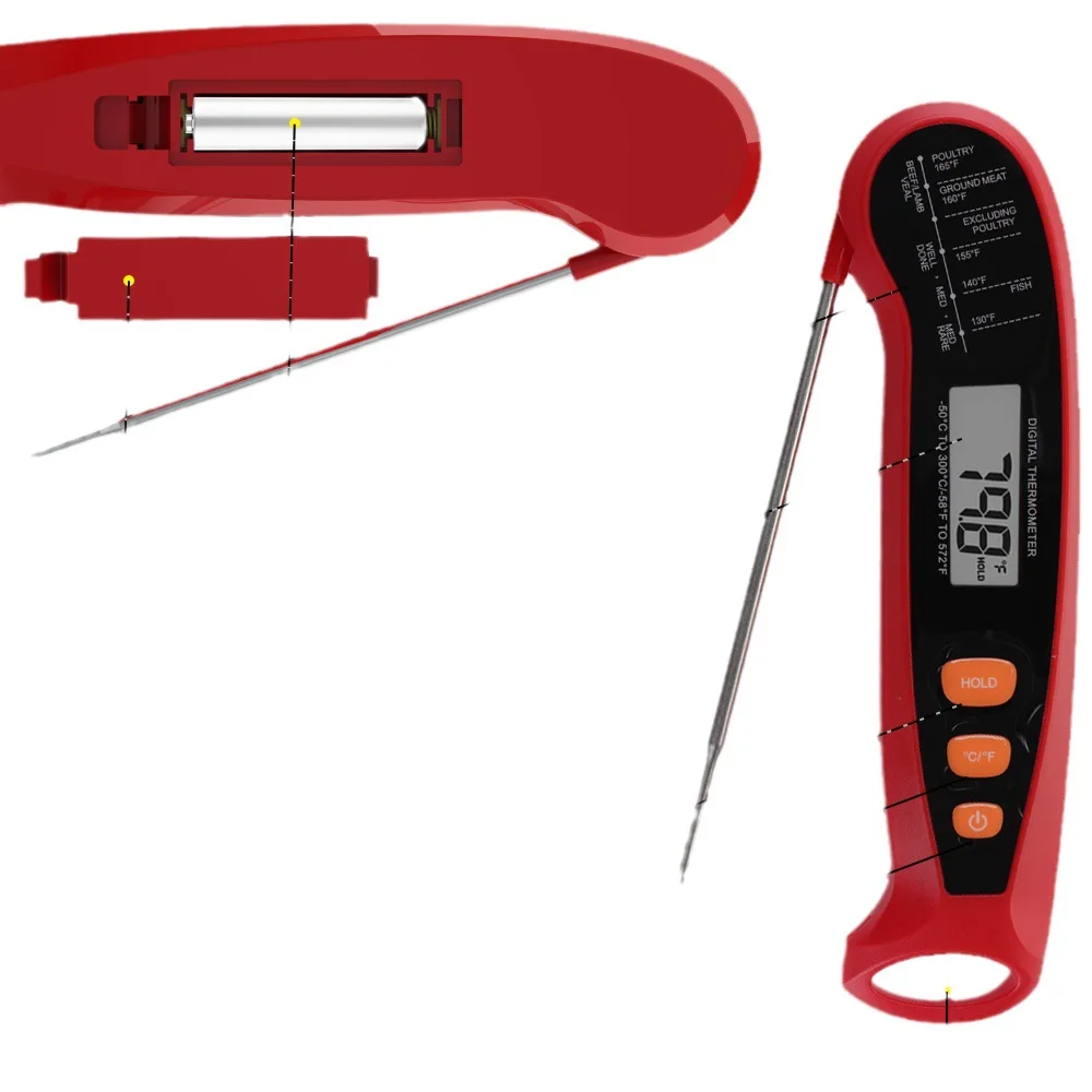 Foldable Digital Plastic Waterproof Battery Powered Multifunctional Oven BBQ Thermometer High Temperature Resistant Thermometer supplier