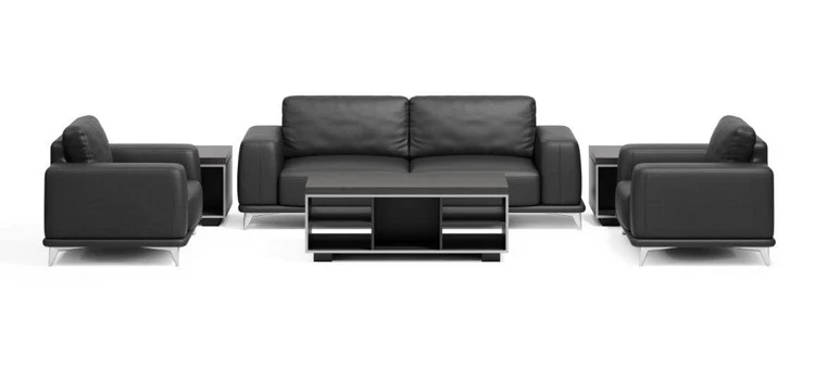 Dious office living room furniture arcuate comfortable 3 seaters modern artificial synthetic leather sofa