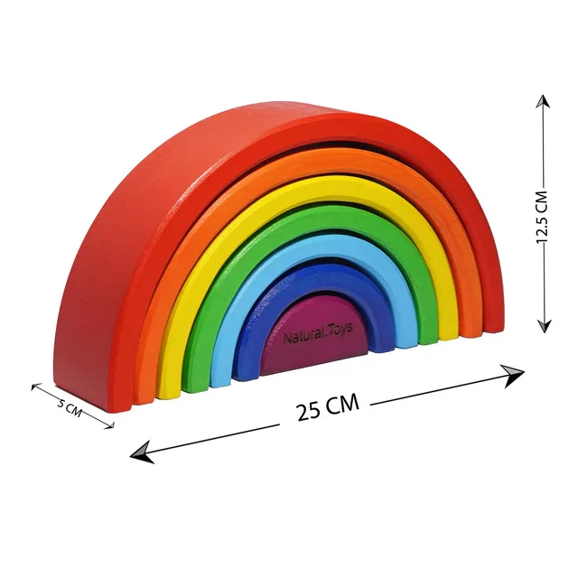 Designed Stacking Wood Rainbow Blocks For Kids Colourful Silicone
