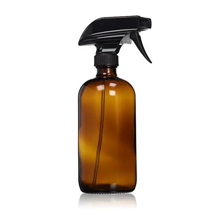 16oz Glass Boston Round Bottle With Cap Or Spray