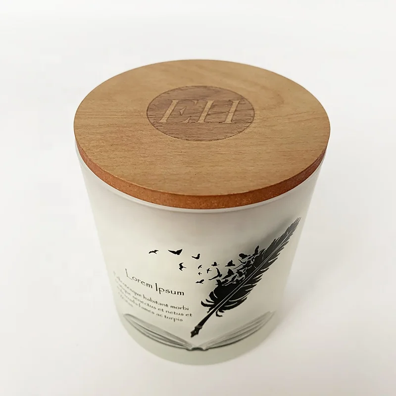 Candle Jars With Wooden Lids Custom Frosted Glass Jar Wood Lid Candle