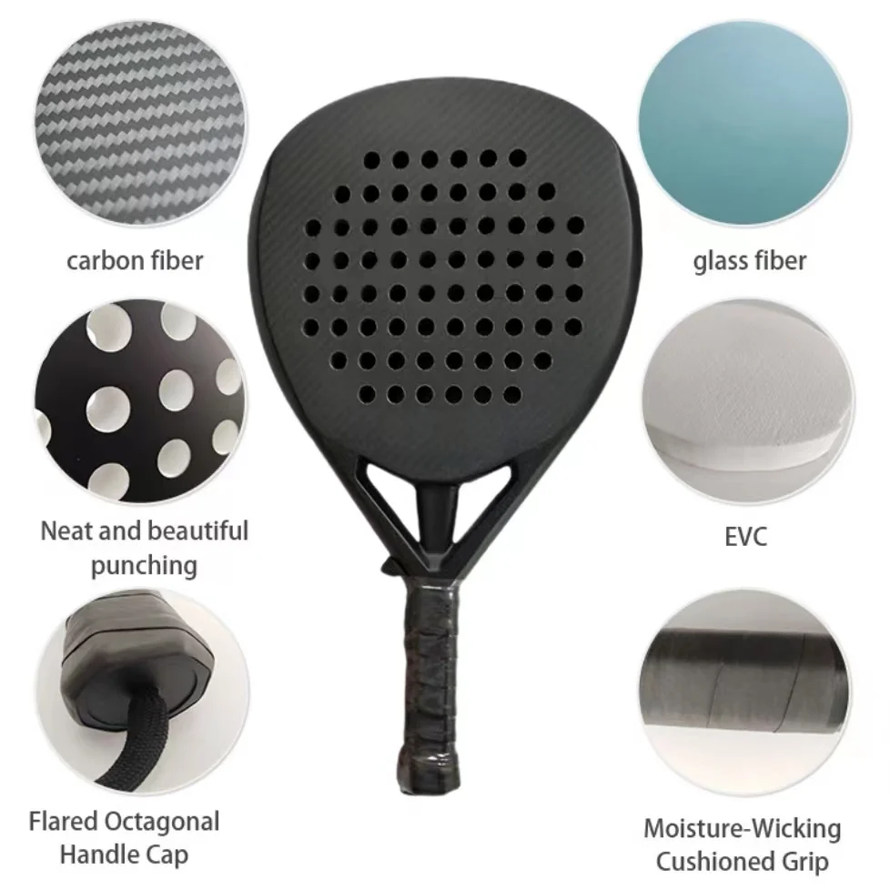 Custom Carbon Fiber Surface With Soft Foam Core Paddle Tennis Racket Padel Rackets Paddleball Racquets Padel Rackets details