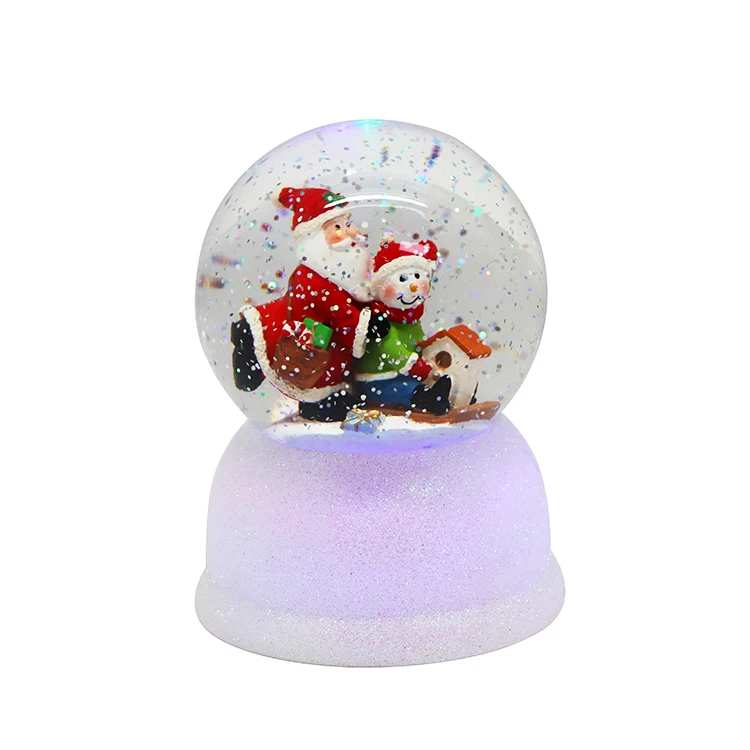 Wholesale Cheap Christmas Light Glitter Swirl Xmas Ornament  Supplies Sante Led Water Snow Globe