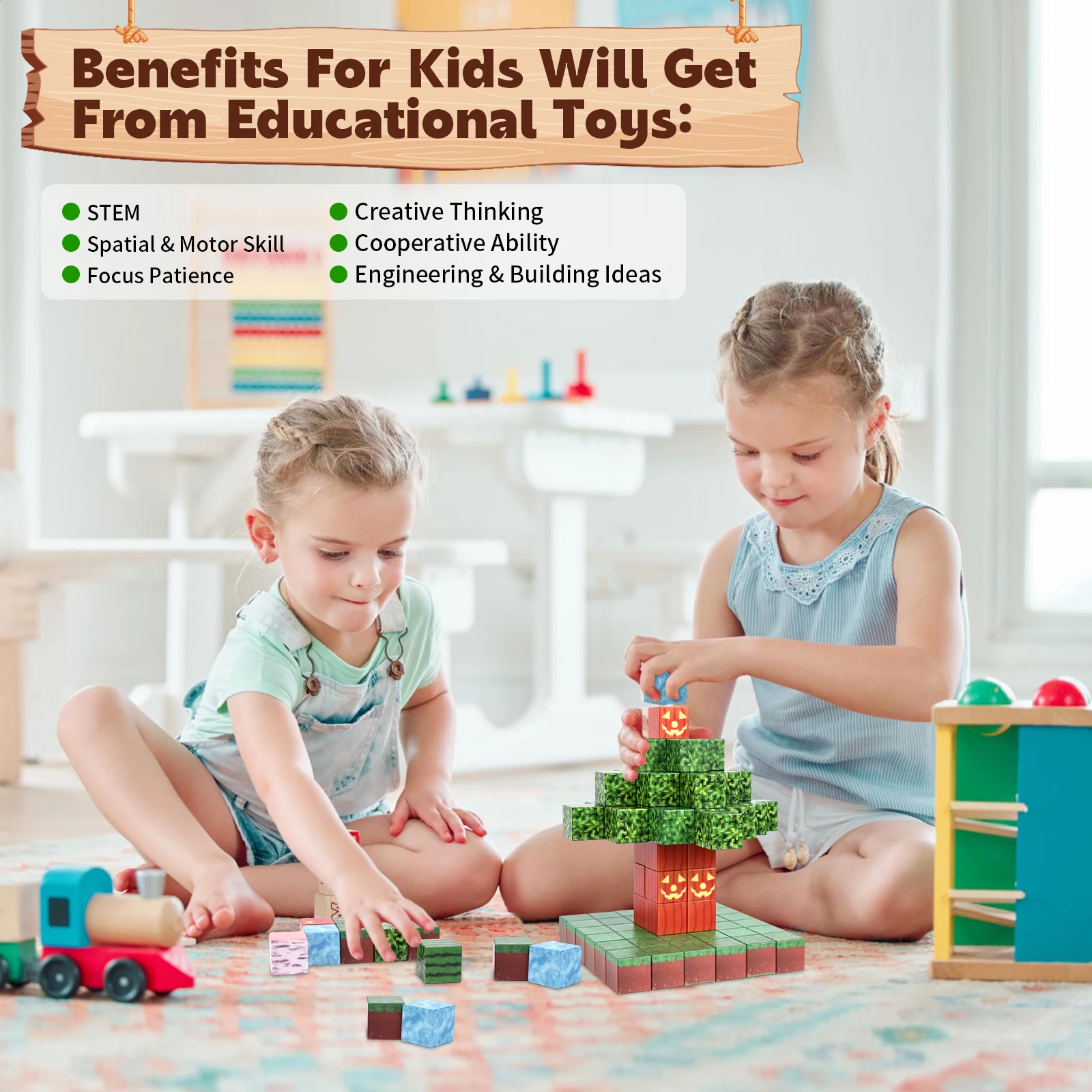 Magnetic Blocks-building Mine Magnet World Set Sensory Kids Games Toys 