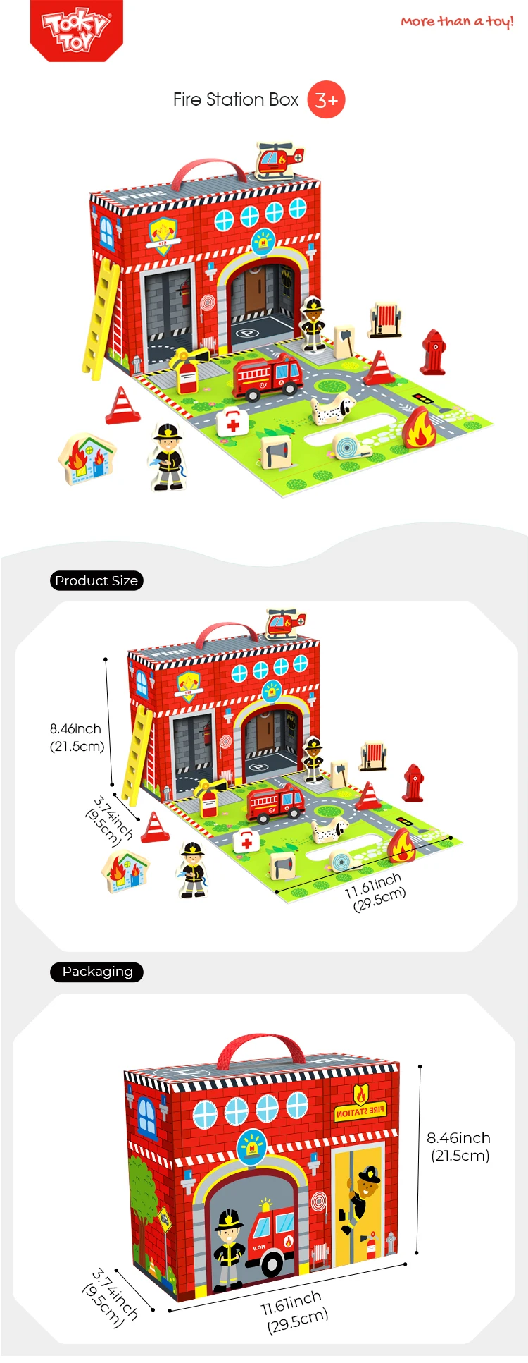 2022 New Design Kids Wooden Educational Fire Station Story Box Toys