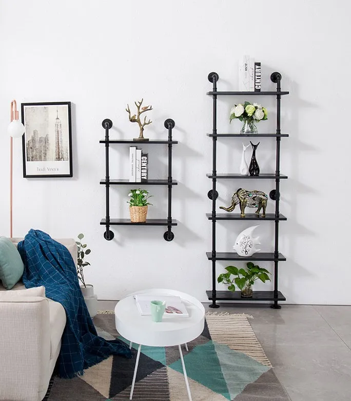 Black Simple Wrought Iron Ledge Meta Iron Log Rack