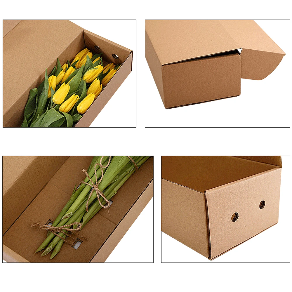Custom Air Vent Corrugated Cardboard Flower Packaging Moving Carton