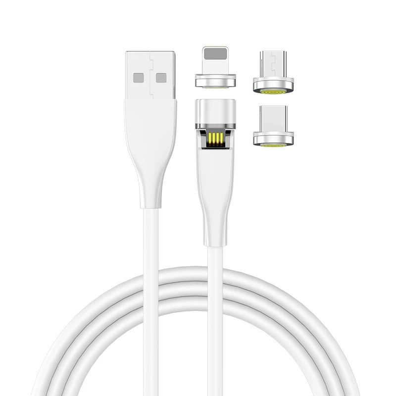 
Factory price 540 Rotation Magnetic Charger 1M2M 3 in 1 USB Charging Data Magnetic Phone Cable for Micro/IOS/Type C charge cable 