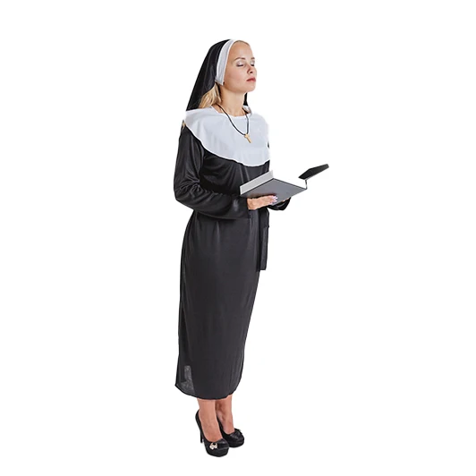 
tradition sexy nun long dress adult dress up halloween costume 