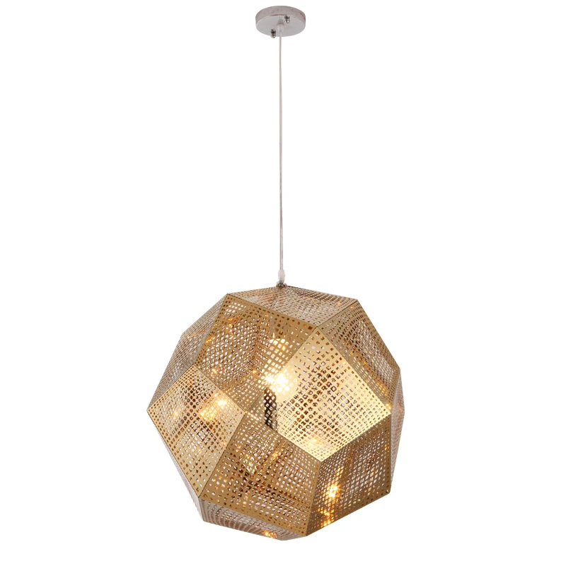Modern creative art metal geometric pendant light led polyhedron space ball chandelier