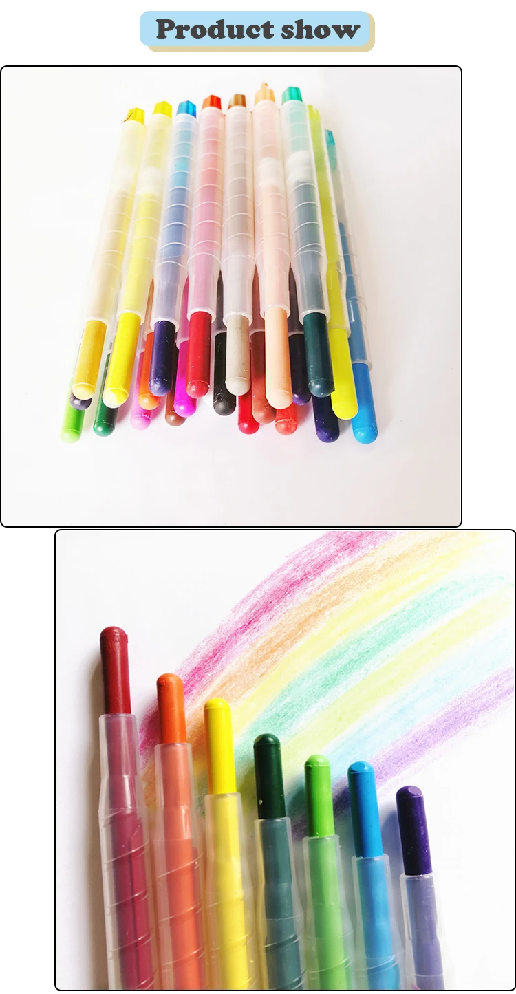 12 Colors Twisted Plastic Crayons Non Toxic In Pp Box For Kids Painting